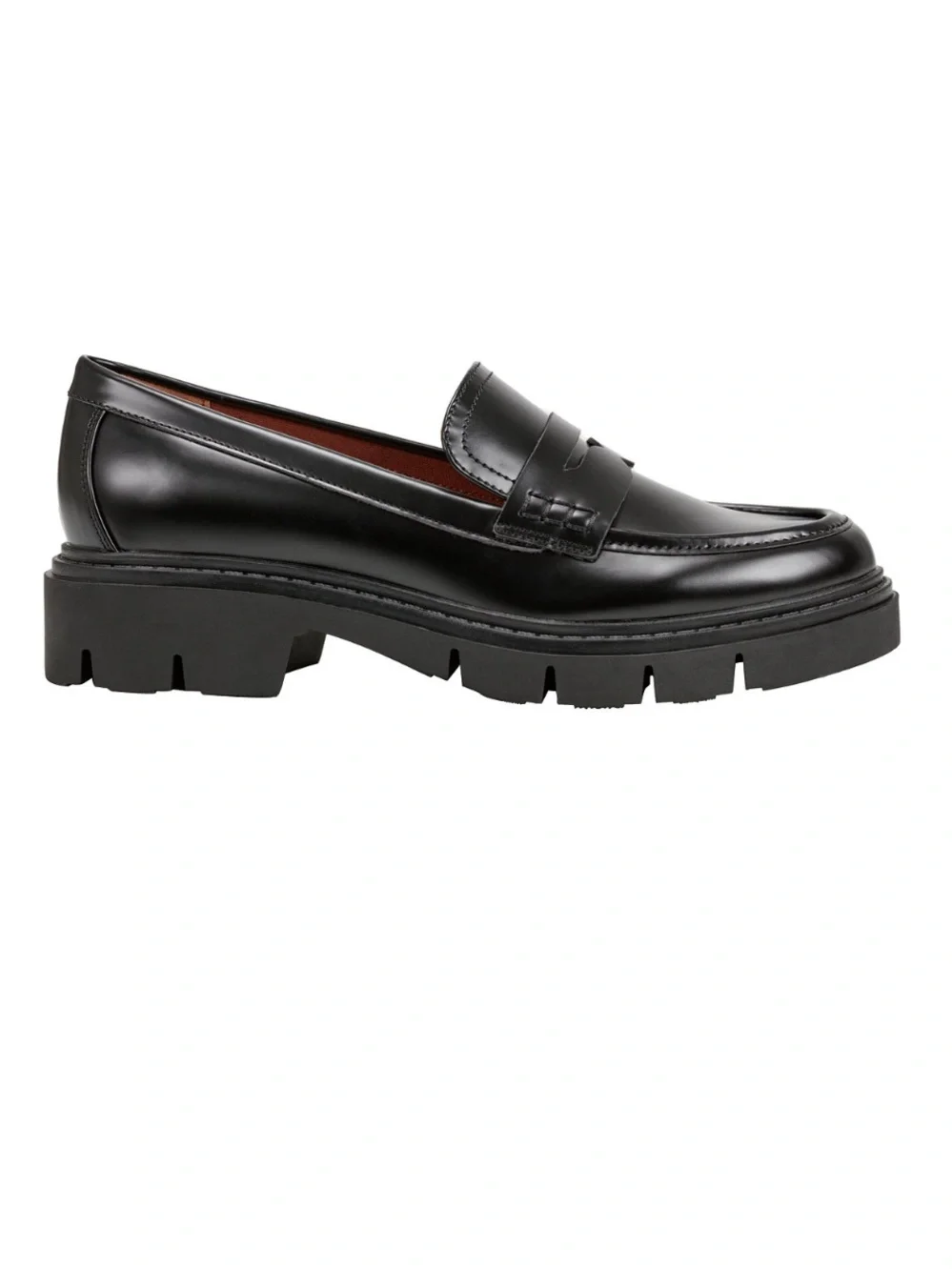 Marc Fisher Black Lug-Sole Penny Loafers with Smooth Leather Upper - Picture 2 of 3